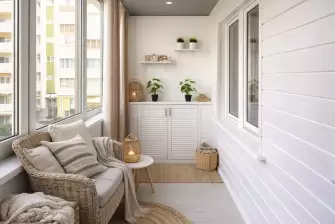 Остекление лоджии окнами с мультифункциональным стеклопакетом и отделка